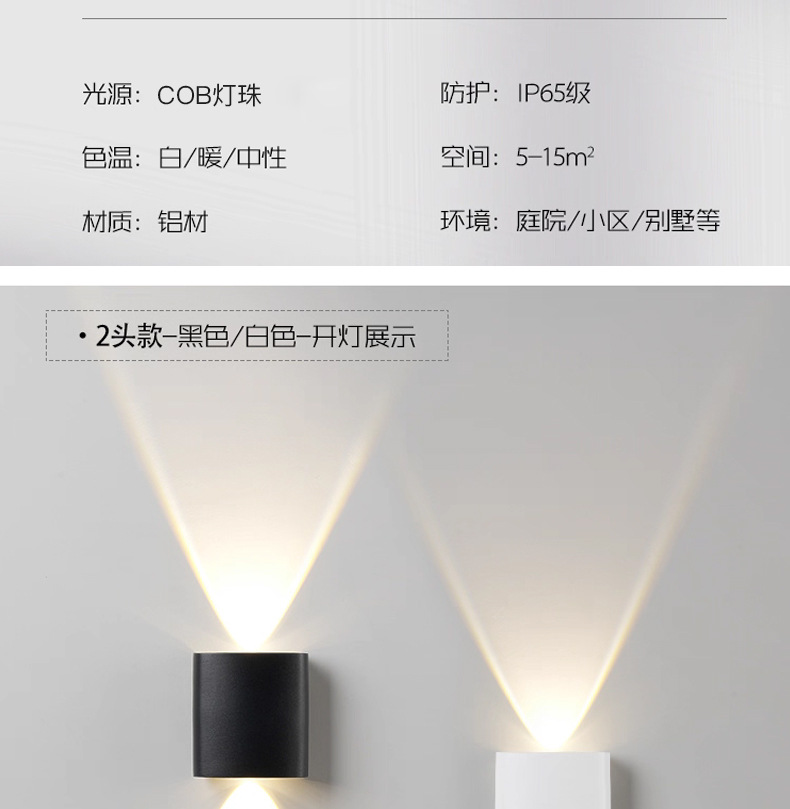 led户外防水壁灯门前洗墙射灯室外庭院楼梯过道墙壁灯卧室门头灯详情8