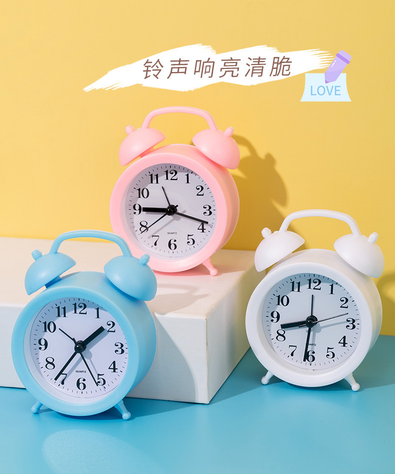 创意儿童静音指针闹钟多功能卧室客厅小巧时钟可悬挂简约个性闹钟详情12