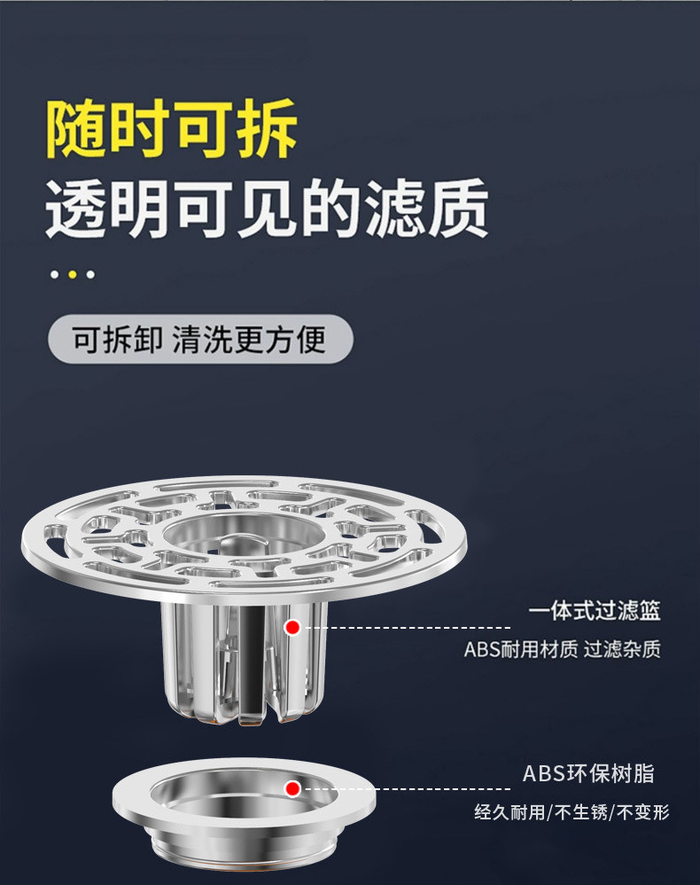 Bathroom anti-odor floor drain core, bathroom sewer floor drain cover, anti-insect, kitchen sewer anti-odor backflow magic tool pic 19