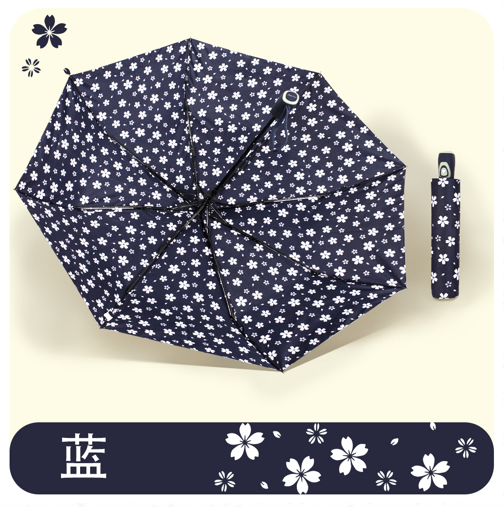 【出欧美】小碎花三折自动伞外贸雨伞彩色图案190T碰击布详情10