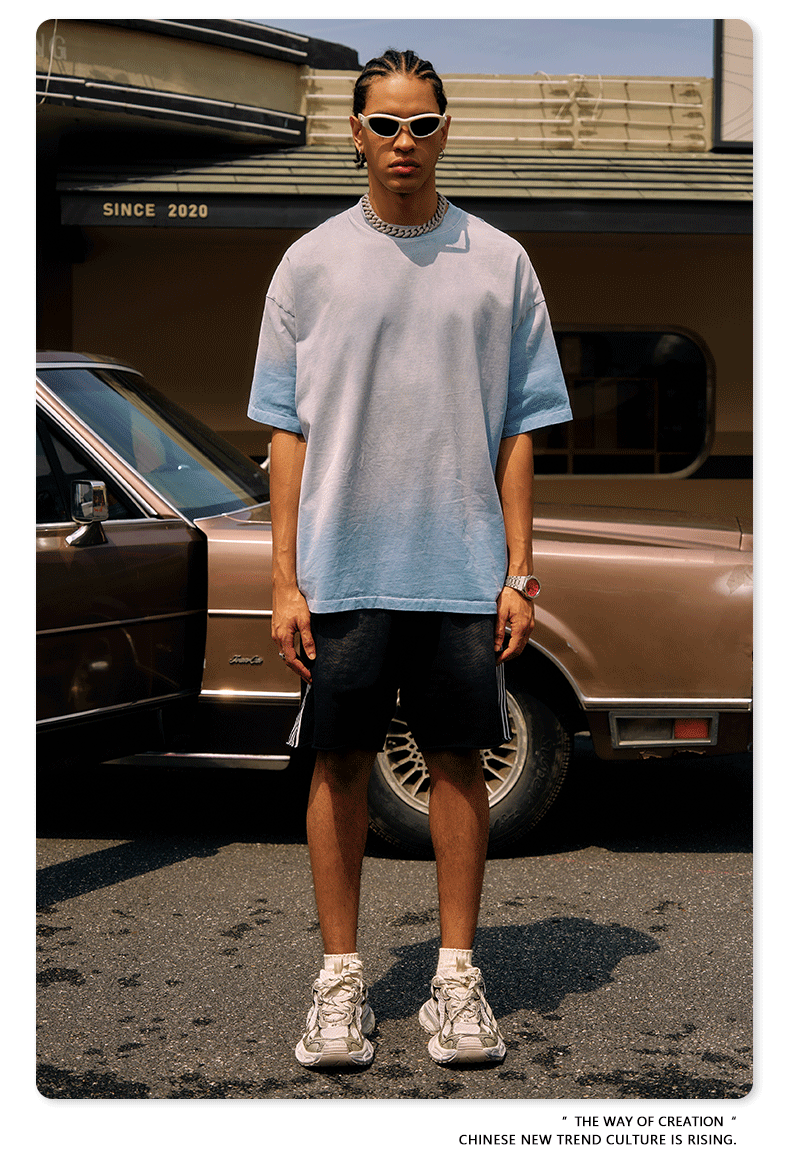 BE男装2025春夏新款纯棉水洗做旧t恤男街头潮牌巴家重磅短袖t恤男详情32