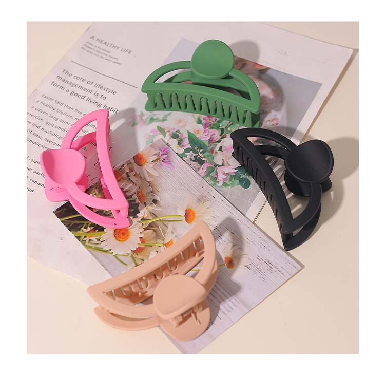 辉运新款莫兰迪月牙形发夹磨砂简约跨境后脑勺抓夹半月盘发鲨鱼夹详情7