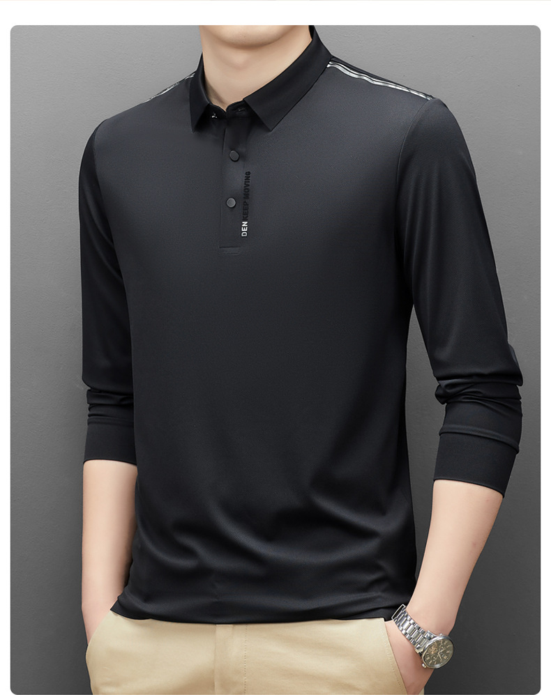 2025春季新款无痕锦氨男士polo衫中年商务休闲翻领透气长袖t恤男详情14