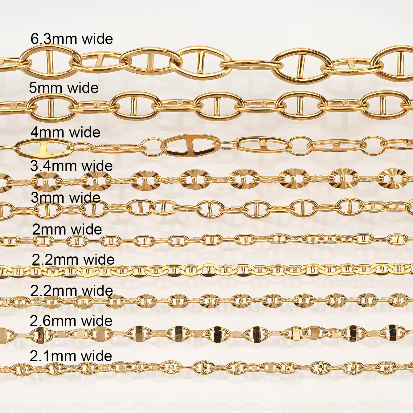 Pig nose chain PVD vacuum electroplated stainless steel Japanese character chain jewelry production and clothing accessory chain pic 1