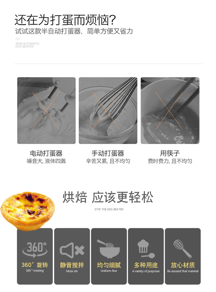 手动打蛋器家用小型双头搅拌器奶油打发烘焙工具详情4