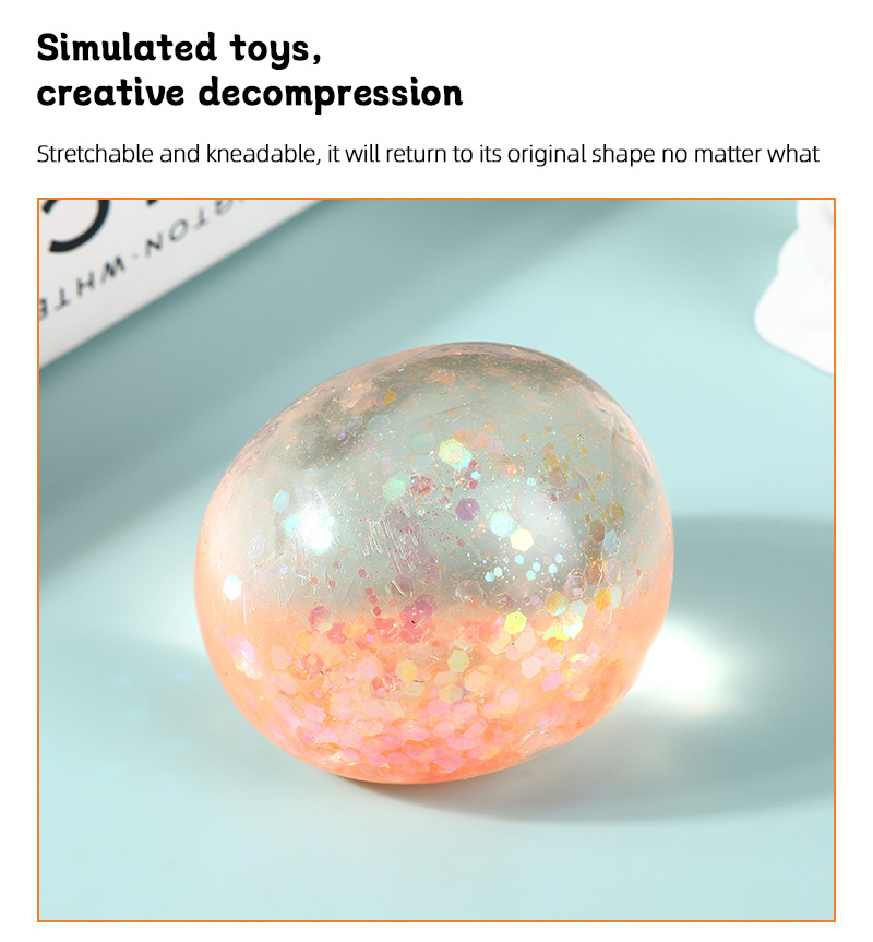 新款慢回弹减压圆球儿童新奇闪粉解压玩具夜市彩色发泄捏捏球批发详情6