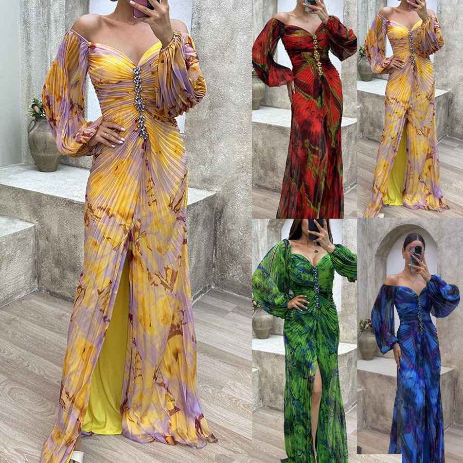 High-end women's dress高品质四季女装聚会压褶民族风性感连衣裙详情12