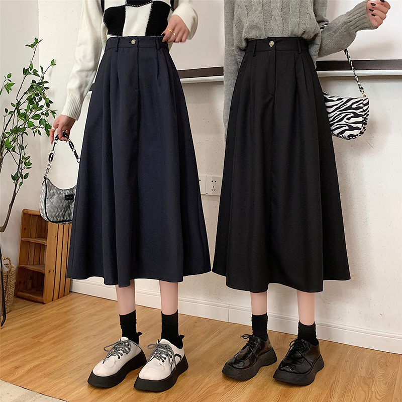 The new Korean-style slimming MIDI skirt for women in the 2022 autumn and winter season is in vogue with A large swing A-line skirt trend pic 9