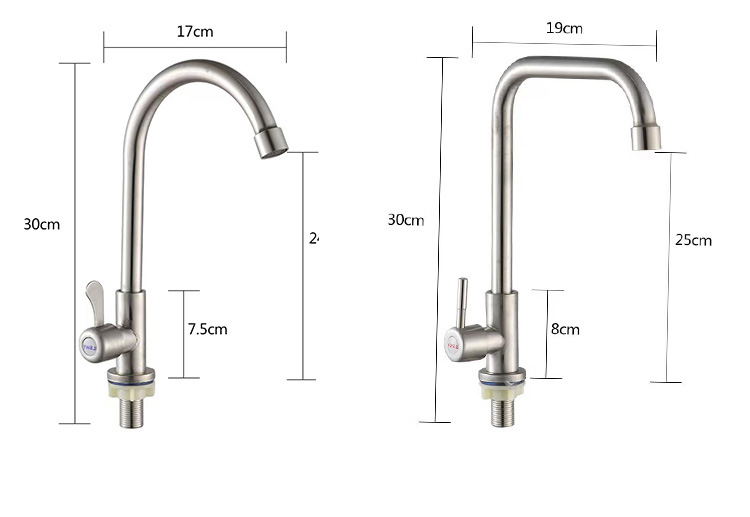 Kitchen single-cooling faucet, single-pipe cold water, 304 stainless steel sink, sink, ball bearing faucet, bathroom wholesale pic 13