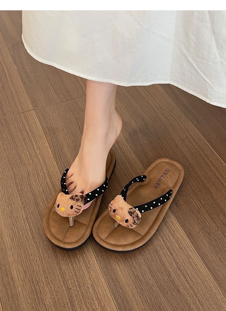 跨境可爱甜美卡通人字拖新款夹脚拖鞋高颜值百搭拖鞋户外休闲凉拖详情2