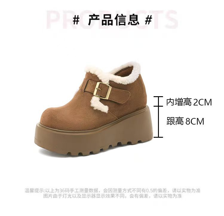厚底勃肯鞋女2025冬新款英伦风小皮鞋加绒雪地靴10cm内增高乐福鞋详情6