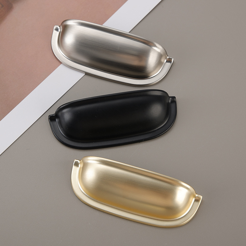 Wholesale of shell handles, American-style antique cabinet drawers, semi-circular handles, European light luxury copper brushed bright chrome handles pic 16