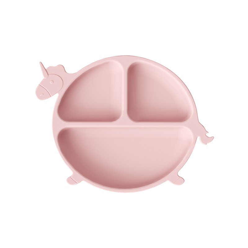 Mother and baby silicone compartments suction cup plates, cartoon dinosaur one-piece baby and toddler separation complementary food tableware Heguo pic 15