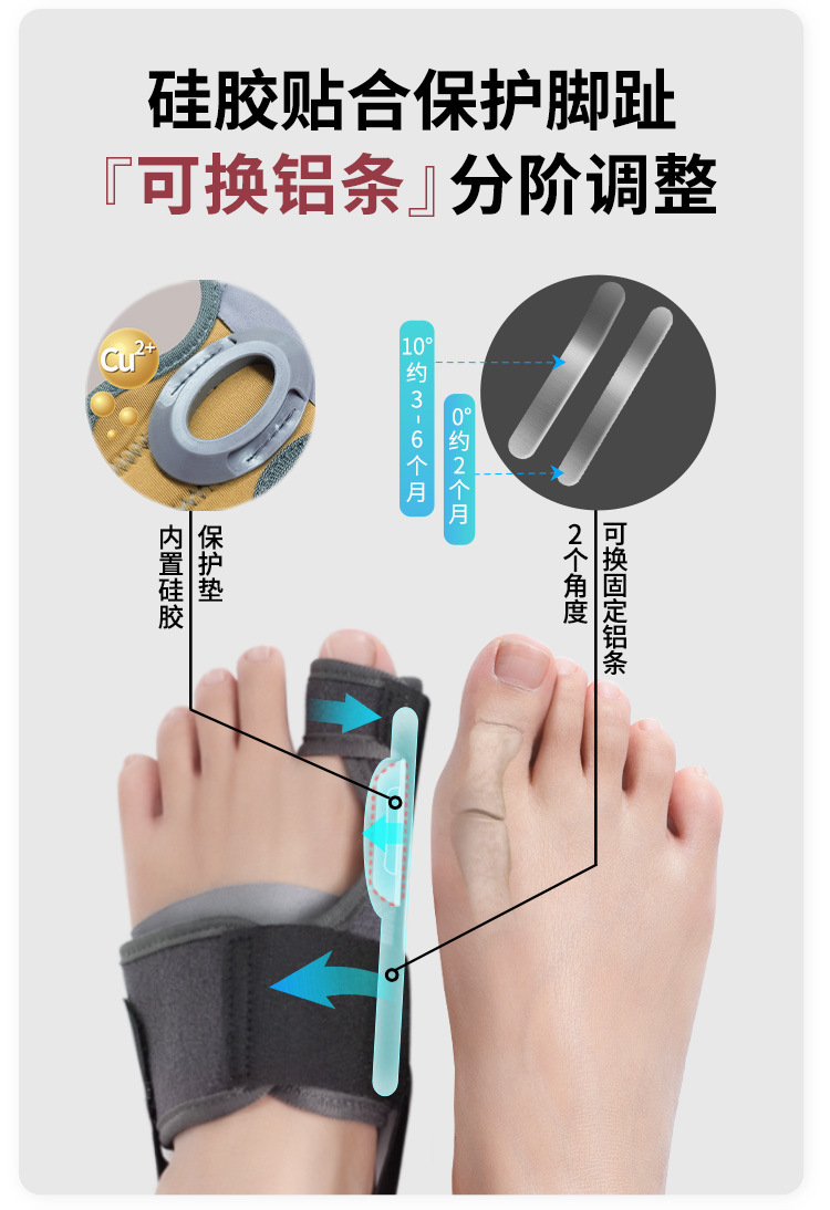 Thumb valgus corrector, male and female toe valgus separator, toe overlap separation, correctional aluminum strip support pic 5