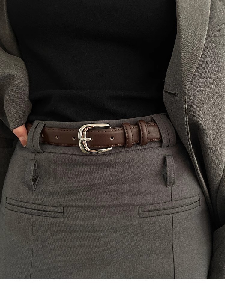 简约百搭皮带裤子女士新款腰带黑色韩国学生韩系裤带细款免打孔详情11