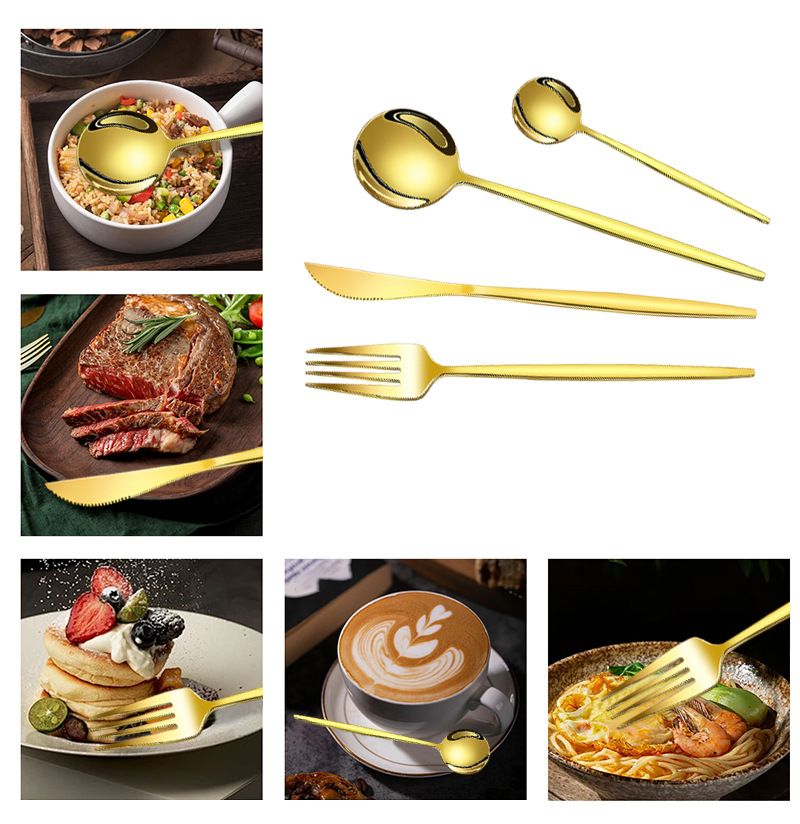 Cross-border Amazon stainless Steel 24-piece tableware set, Portuguese knife, fork and spoon Western tableware gift box set pic 6