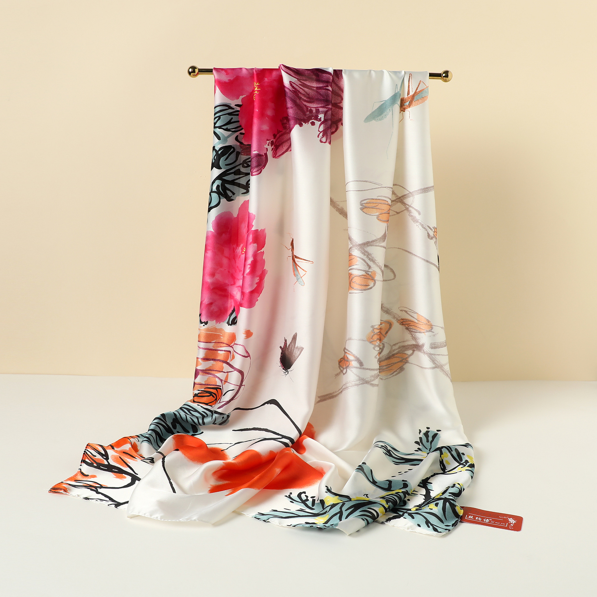 国潮2024春夏仿真丝巾旅游防晒沙滩巾印花长款气质丽锦段围巾围脖批发详情3