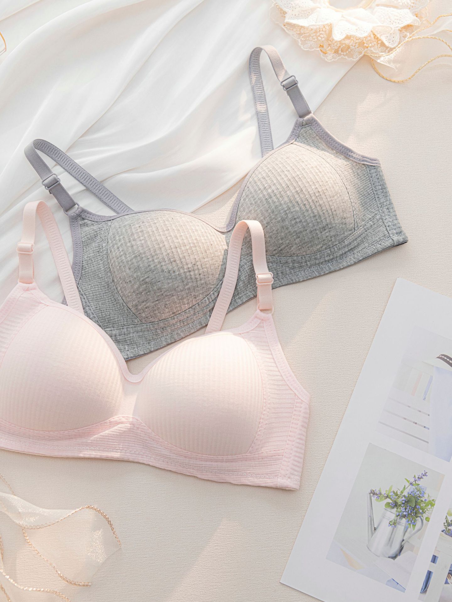 High school adjustable underwear, junior high school student no-wire small chest gathering bra, thin bra for student development girls pic 10