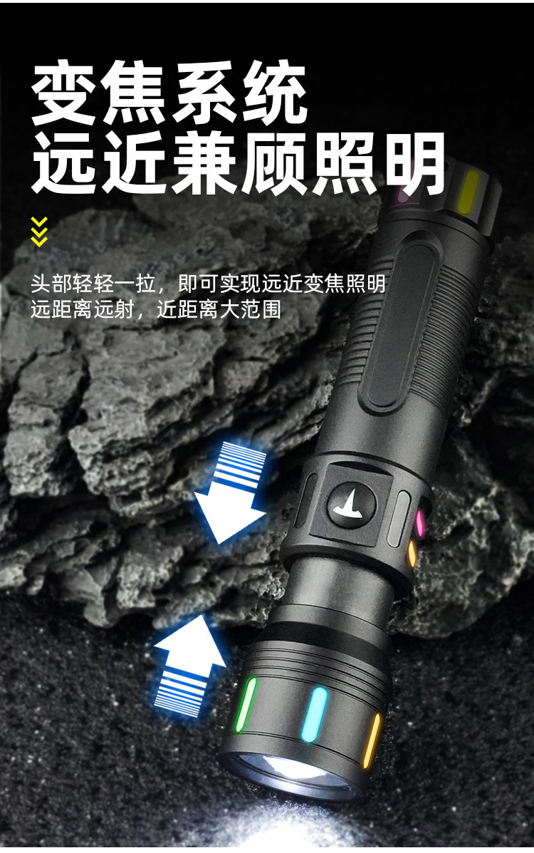 A new cross-border high-intensity led flashlight with charging function, a portable mini white laser flashlight, suitable for outdoor hiking pic 4