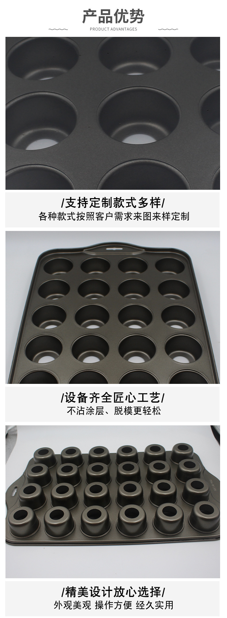 DIY12连24连圆形活底迷你蛋糕模具DIY蛋糕烤盘十二连烤盘不粘涂层详情6