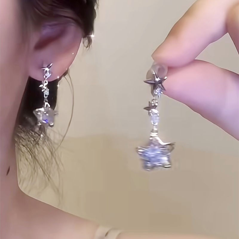 Square and round face tassel slimming, high-end zircon earrings for women, a unique and light luxury design, versatile and exquisite ear clips pic 4