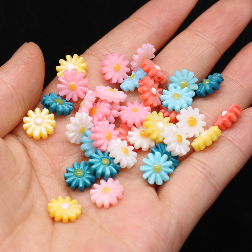 DIY jewelry accessories, natural shell hand-carved sunflowers, multi-color through-hole hairpins, earrings and pendants wholesale pic 30