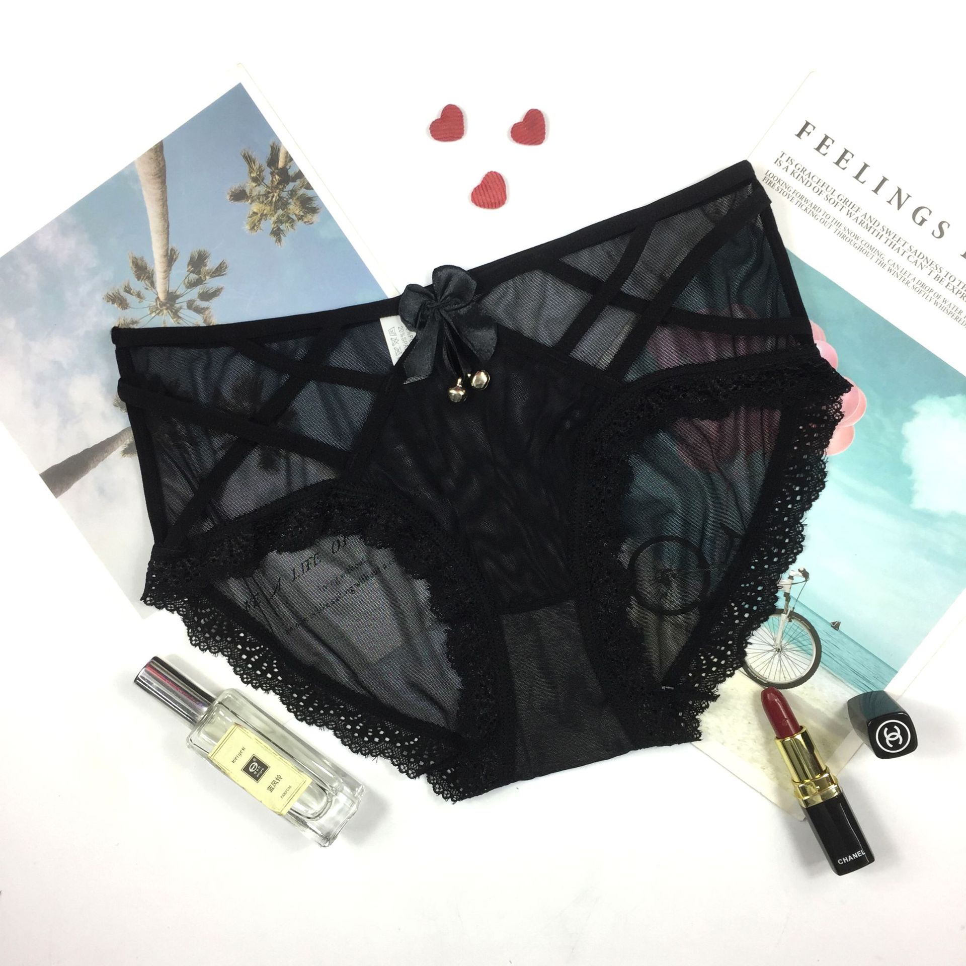 # Best-selling Women's Lace underwear with bell bow, graphene antibacterial crotch strap, cross-cut and high-elastic midwaist # pic 37