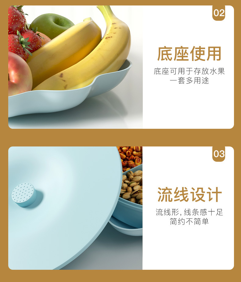 年货批发果盘托盘塑料分格零食坚果盘客厅茶几水果糕点糖果盘创意详情15