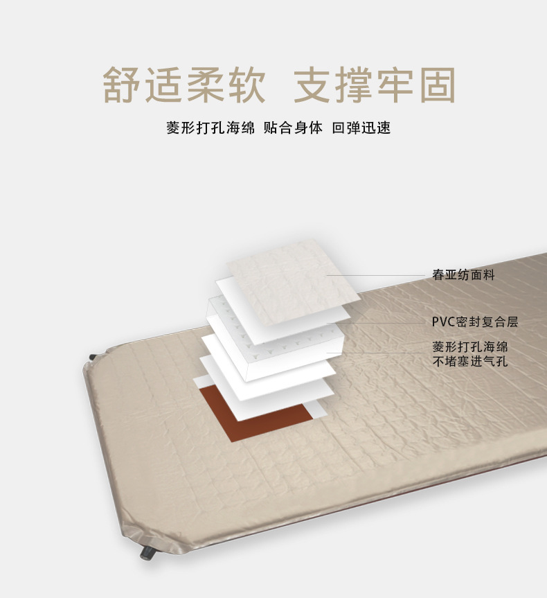 Factory direct sales of outdoor sponge 3cm single person camping inflatable mattress widened double person comfortable portable folding air mattress pic 5