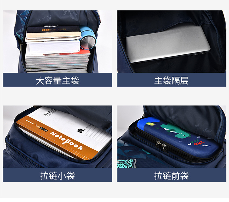 宝蓝双肩背包黑色户外男女通用幼儿园书包电脑包详情7