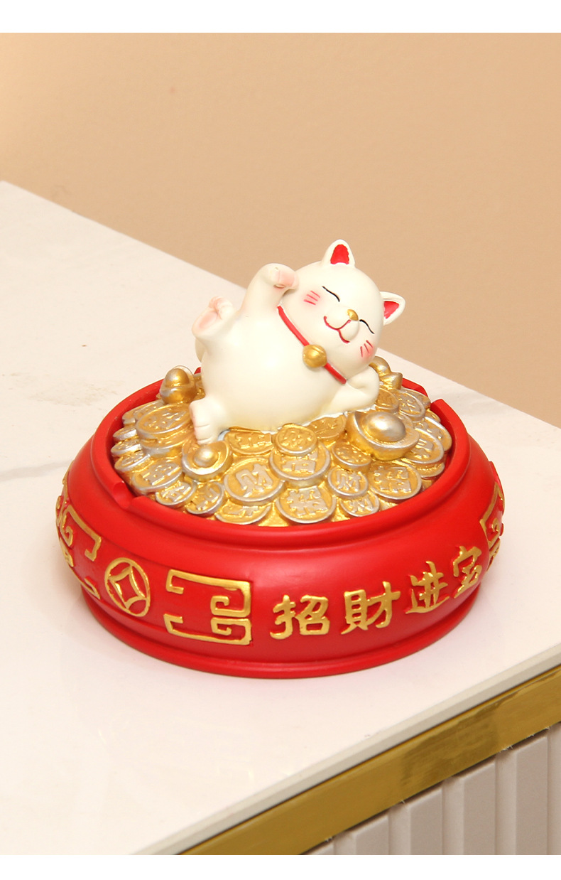 树脂摆件创意带盖客厅轻奢感带盖防飞灰大号烟灰缸高端装饰品摆件 pic 16