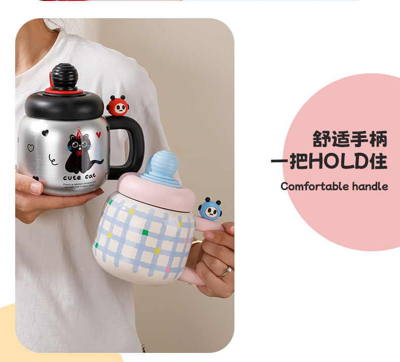 Large-capacity insulated cup, tea-water separation cup, high appearance level for girls, desktop water bottle, office double-drinking straw cup pic 15