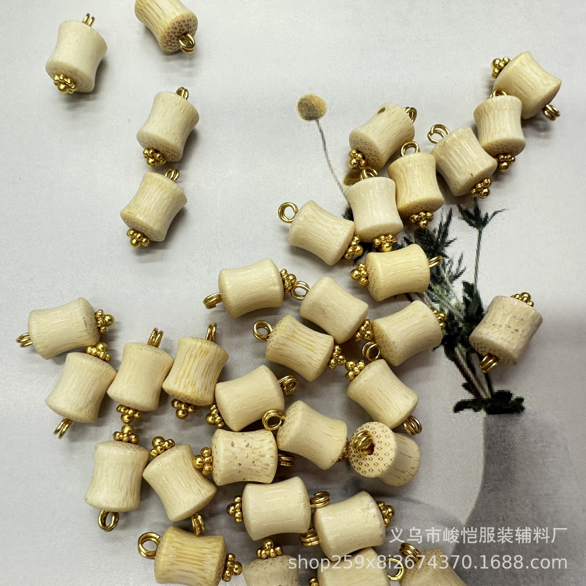 DIY服饰配件 中式环保竹鼓珠花托纽扣 旗袍马甲盘扣 唐装汉服扣子 复古衬衫钮扣 精致细腻手工艺品详情2