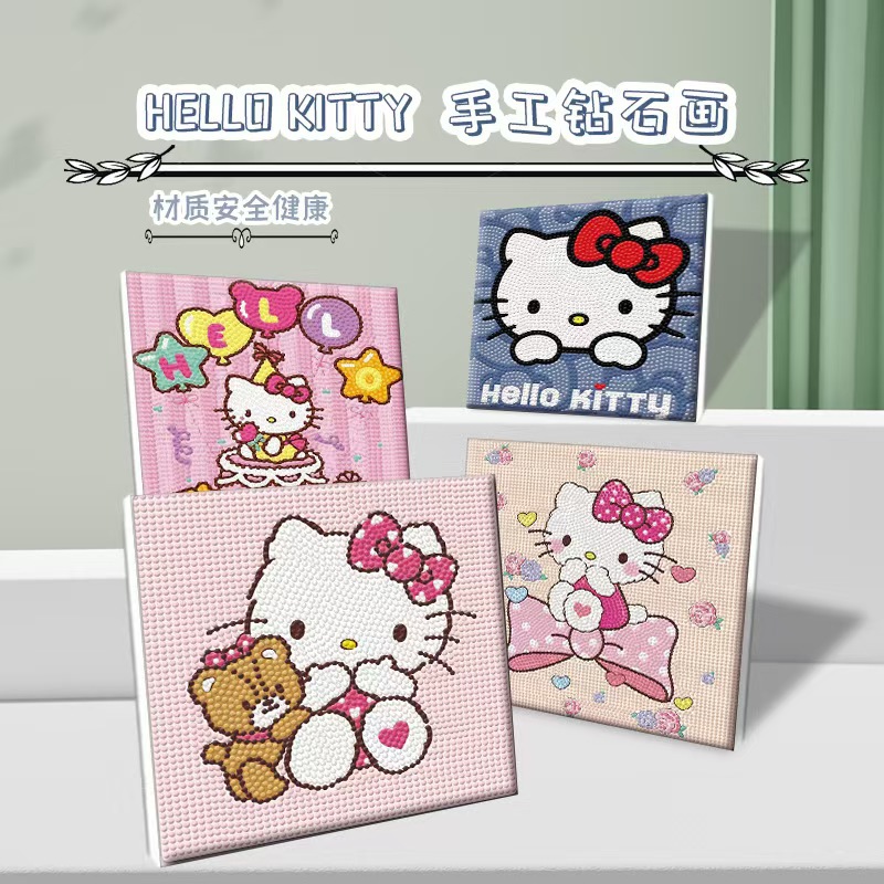 2024 New KT Cat Full Diamond DIY Diamond Painting with frame, high appearance level cartoon dot diamond hanging painting home decoration toy pic 1