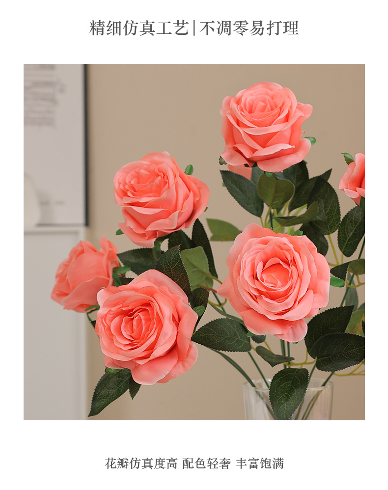 HuaYi domésticos falsa flor ornamental HunQing suministros novia la cabeza hay 9 gran emulación rosas de simulación cultural horticultura flores LiHe pic 20