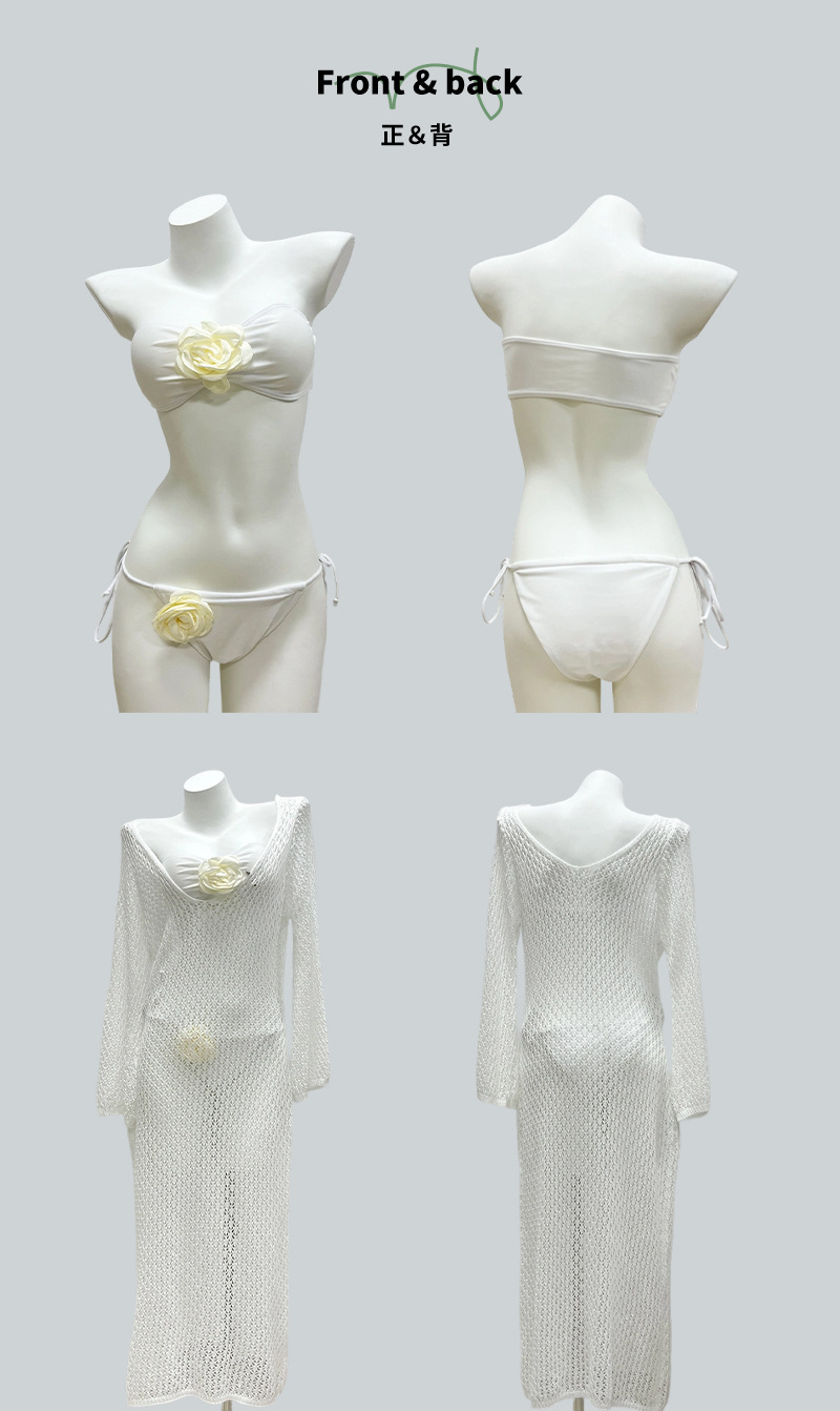 新款泰国泳衣黄色罩衫度假长裙比基尼拍照绝美高级感温泉泳衣-125092详情3