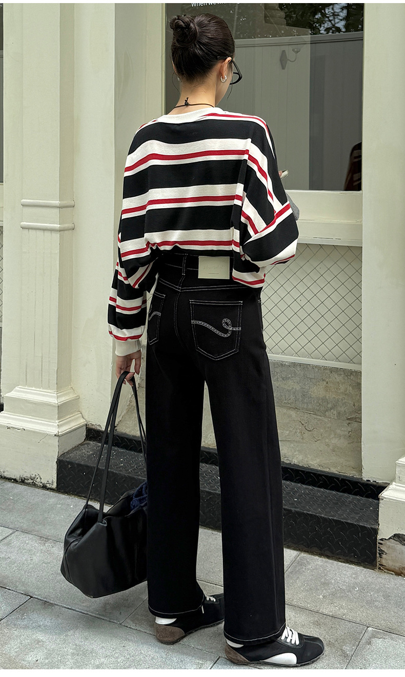 云长 窄版显瘦牛仔裤女冬季新款加厚直筒高腰休闲长裤子现货K0170详情31