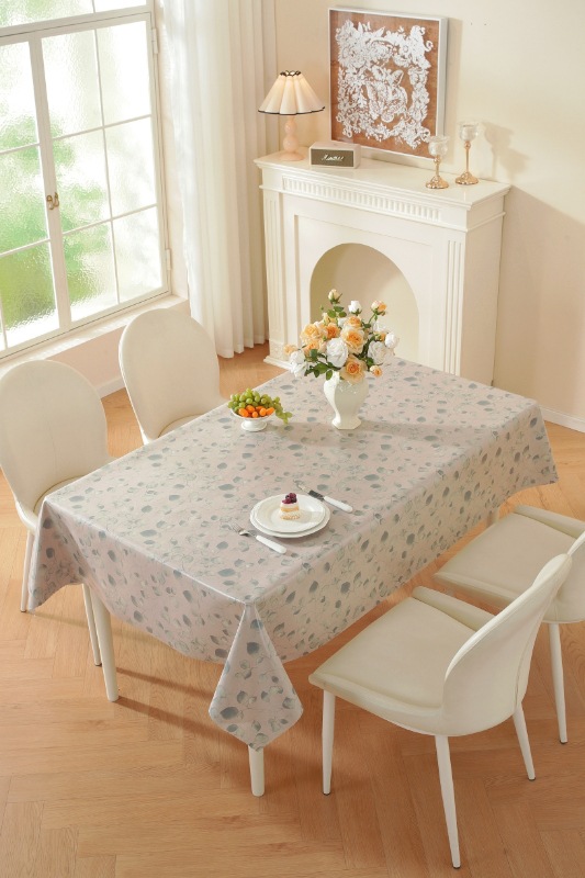 TPU faux linen printed rectangular tablecloth, no-wash, waterproof, oil-proof, heat-resistant, light luxury dining table and coffee table fabric home tablecloth pic 11