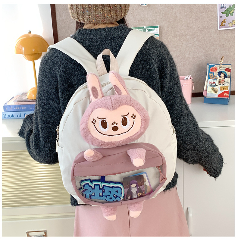 可爱拉布布少女双肩包新款卡通创意玩偶背包萌趣软妹休闲学生书包详情3