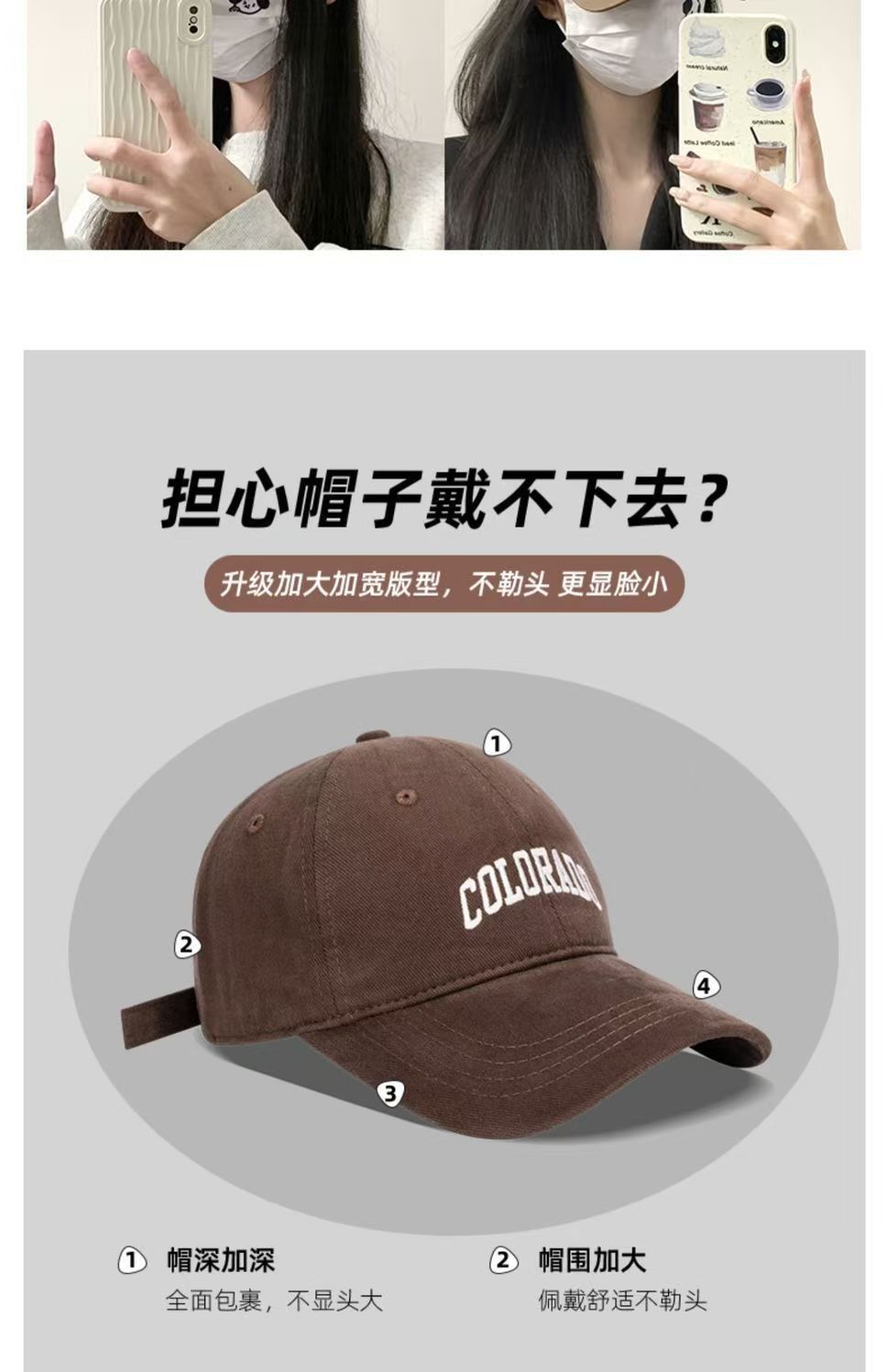 2025春夏季新款男女士字母刺绣棒球帽 高尔夫百搭遮阳帽 防晒太阳帽 潮流成人帽子详情5