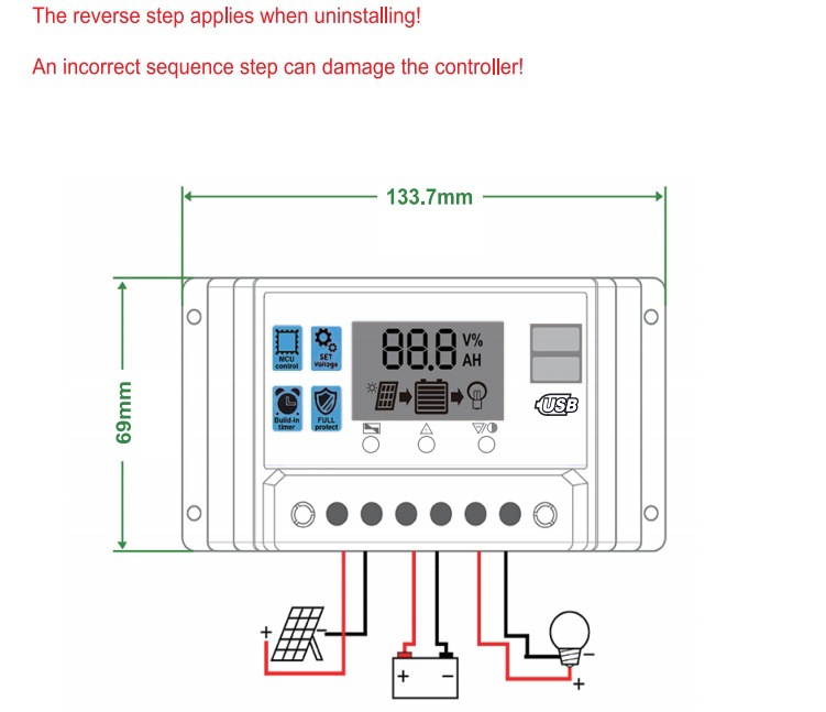 100A orange solar controller 12V24V photovoltaic power generation simple solar charging controller pic 3