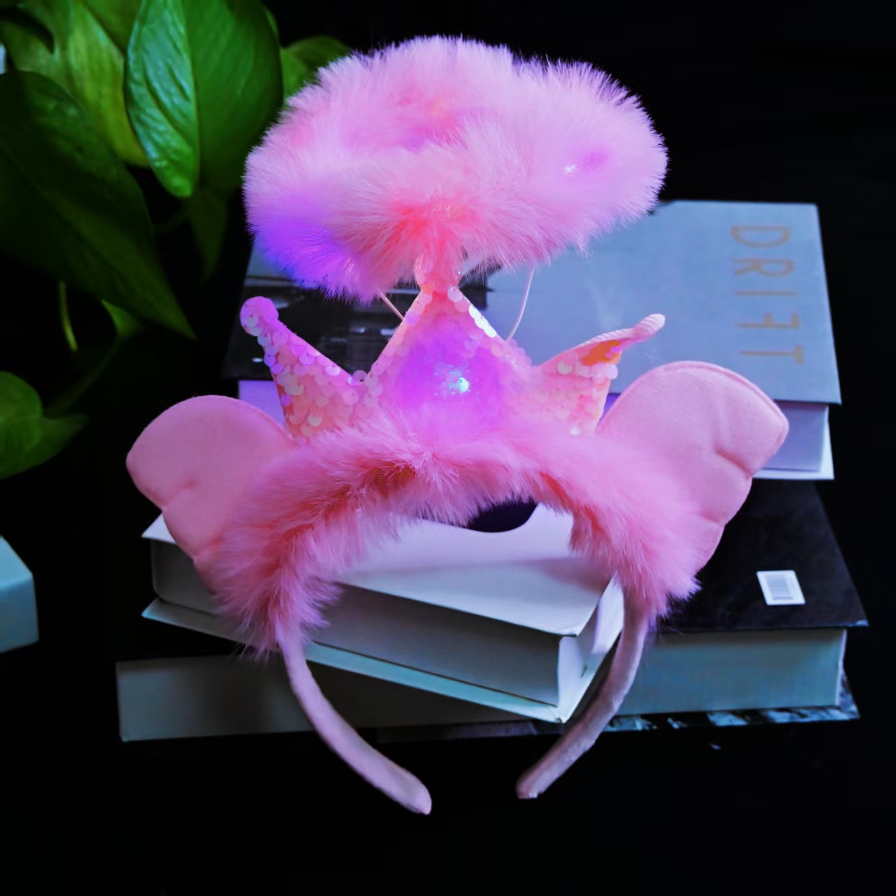 New trendy fairy cute glowing angel sequin headband headwear, girls take photos glowing event party pic 6
