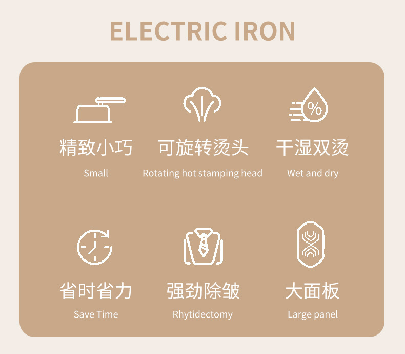 Cross-border mini small electric iron, handheld hanging iron, portable household iron, rotating folding iron, folding iron, white iron, white dry iron, white dry iron pic 4