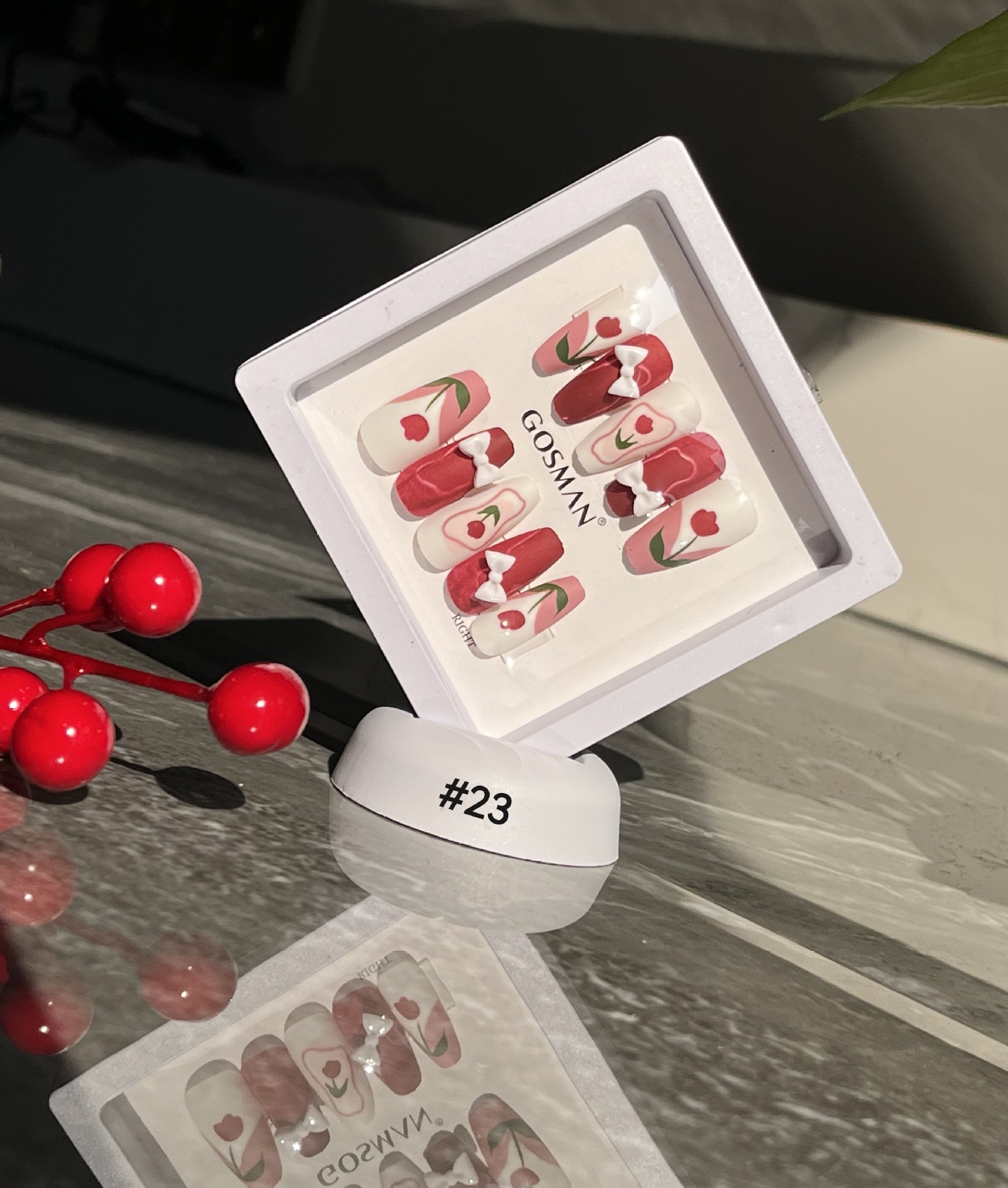 戈斯曼2023新款24片手工穿戴软甲法式中长款温柔气质无痕甲片女美甲贴纸详情15