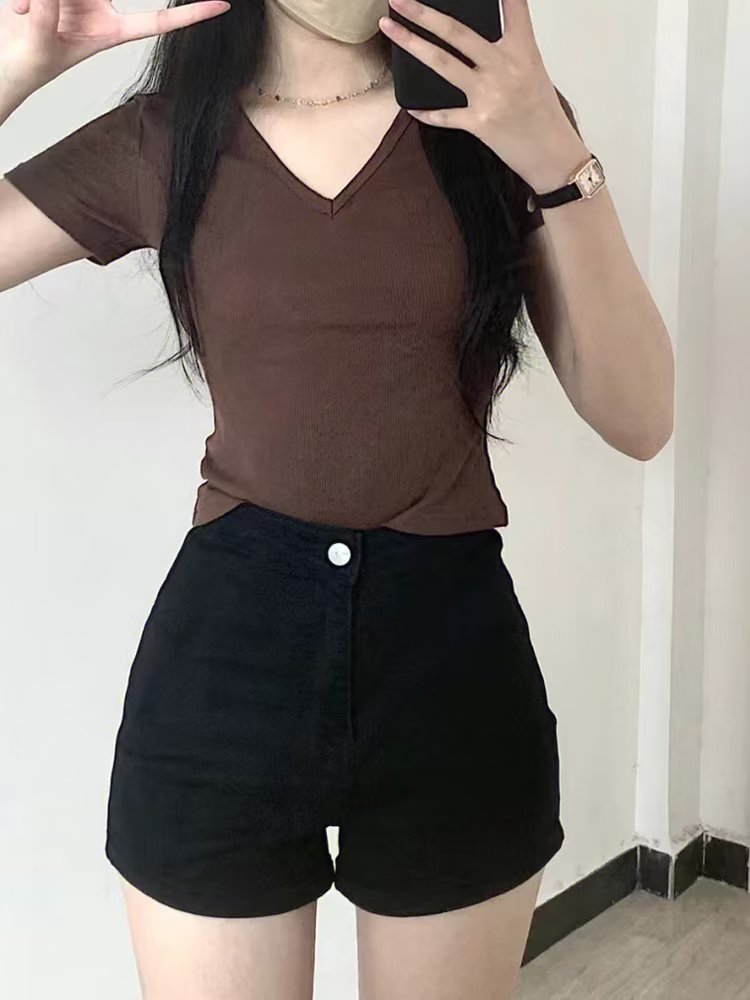 黑色紧身牛仔短裤女夏季高腰显瘦辣妹包臀热裤弹力外穿超短裤裤子详情2