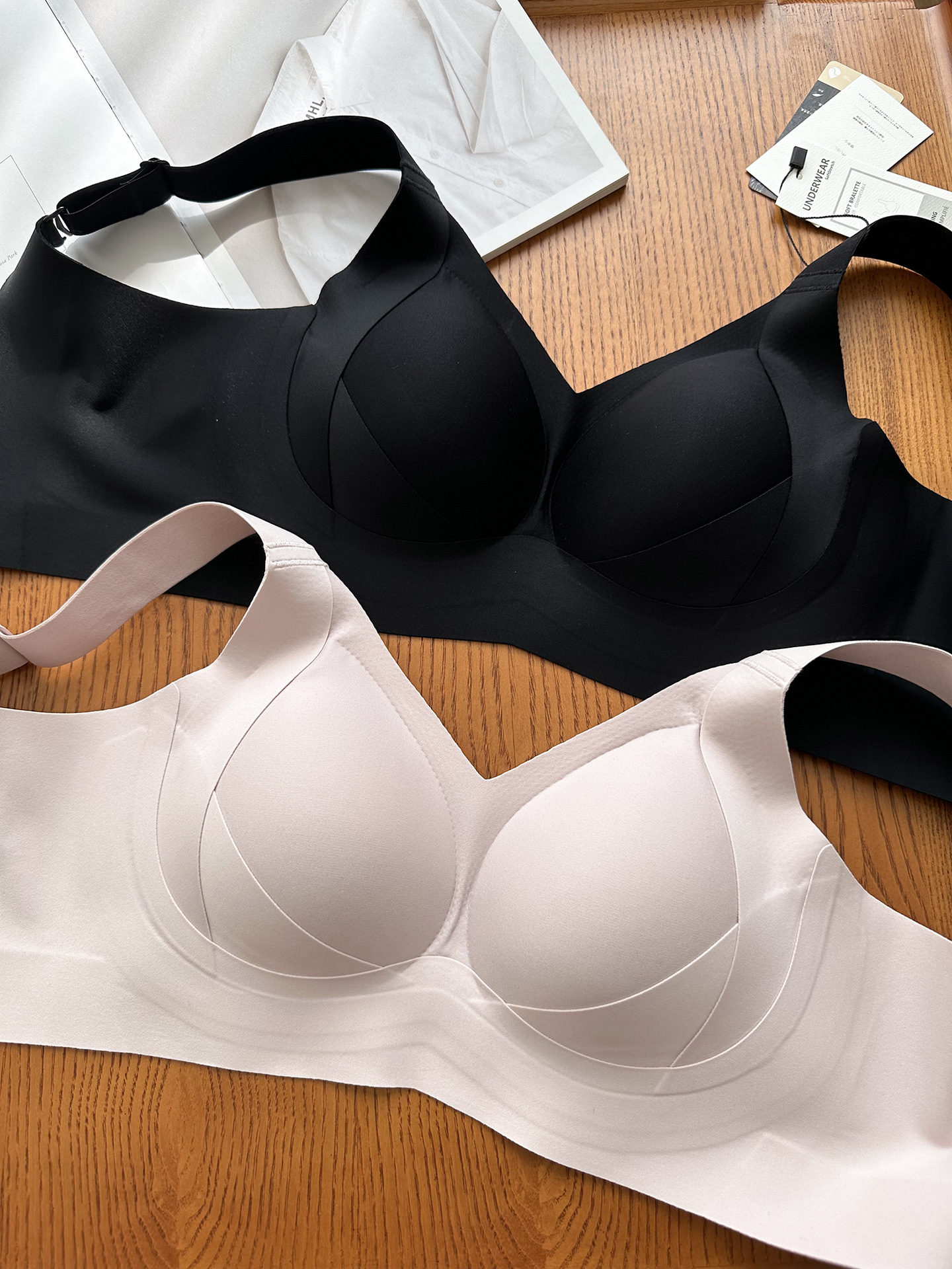 Full-cup latex bra for women, thin cup side-folding and adjustable bra, with a large bust that looks smaller, lifting and anti-sagging pic 64