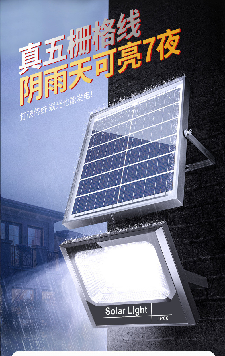 新款太阳能投光灯 户外防水一拖二庭院灯农村家用LED投射灯泛光灯详情1