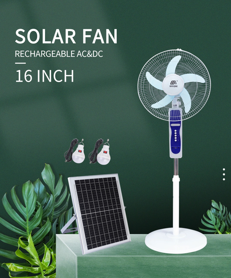 Wholesale electric fans from manufacturers: 16-inch household floor-standing fans, high-power vertical oscillating solar fans pic 2
