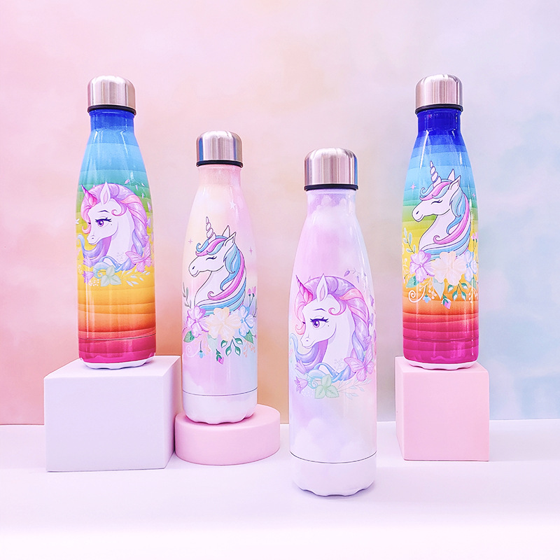 厂家直销跨境304不锈钢保温杯 双层真空直筒可乐瓶造型独角兽水杯详情2