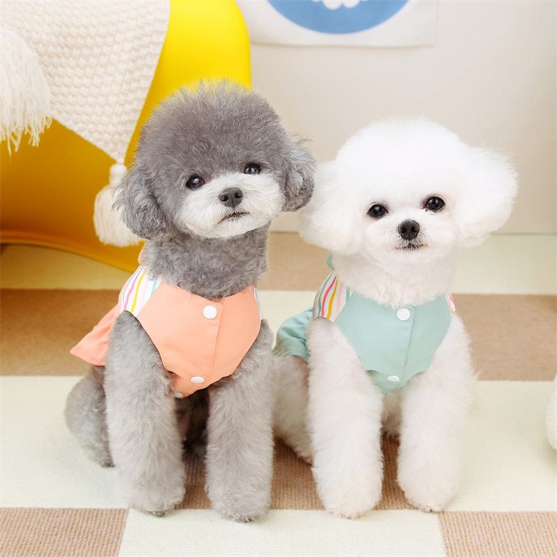 狗衣服春夏新款泰迪比熊贵宾夏季简洁方领兔子牵引裙宠物衣服批发详情3